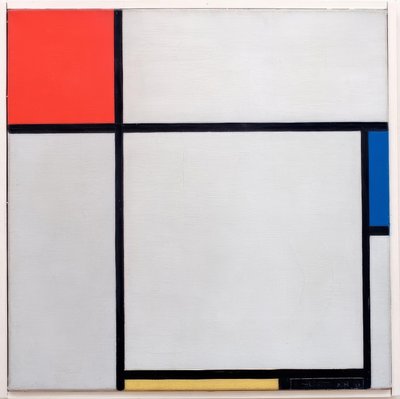 Composición; Composición con rojo, azul, amarillo y negro de Piet Mondrian